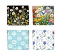 Peacoblue 4 piccoli portamonete da donna, in pelle, impermeabili e durevoli, mini portafogli per soldi, ottimo regalo per adulti, Dente di leone, 11cm x 12cm, Tarassaco