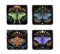 Peacoblue 4 piccoli portamonete in pelle da donna, motivo animali, impermeabile e resistente, mini portamonete, regalo ideale per adulti, Falena Boemia, 11cm x 12cm, Falena bohémien