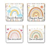 Peacoblue 4 portamonete da spremere, Arcobaleno e testo, 11cm x 12cm, Arcobaleno e testo