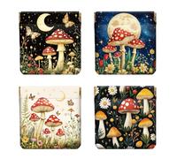 Peacoblue 4PCS piccolo cuoio spremere portamonete mini portafoglio soldi, miglior regalo, Cielo Notturno E Funghi, 4.33"x4.72"