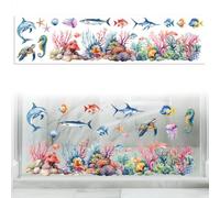 Peacoblue - Adesivi autoadesivi per finestre, 120 cm x 30 cm, 1 foglio di alghe coralline, adesivi decorativi rimovibili per finestre, per la casa, l'ufficio, decorazione per finestre in vetro