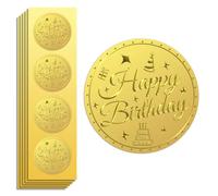 Peacoblue Adesivi Oro Foderati con Timbro Buon Compleanno 2 Pollici 100 Pezzi, Adesivi Auto-Adesivi Oro con Timbro per Decorazioni di Regali di Compleanno, Inviti per Feste, Sigilli per Buste