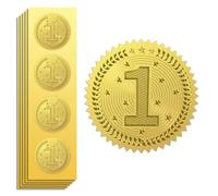 Peacoblue Adesivi Oro Foglia Sigilli Ufficiali Con Stemma Numero 1 2 Pollici 100 Pezzi, Adesivi Oro Auto-Adesivi per Carta di Certificato, Premio Studente, Premi, Sigilli per Buste