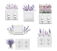 Peacoblue Adesivi per Pannelli Interruttori della Luce, 6 Pezzi, 7"x7", Lavanda e Farfalle per Decorazione della Casa, Adesivi Peel and Stick Divertenti per Interruttori