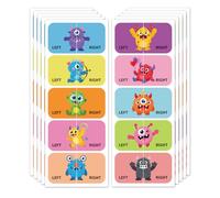 Peacoblue Adesivi per scarpe per imparare a sinistra e a destra, simpatici piccoli mostri, 100 pezzi (50 paia) autoadesivi per scarpe per aiutare a indossare le scarpe