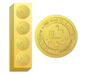 Peacoblue Adesivi Sigilli In Lamina D'Oro Ufficiali con Rilievo A Cinque Stelle 2 pollice 100 pezzi, Adesivo Autoadesivo Dorato A Forma di Medaglia In Rilievo per Carta Certificata, Ricompensa