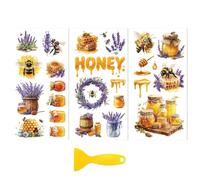 Peacoblue Adesivo per mobili, 15,2 x 30,5 cm, motivo: api e lavanda, impermeabile, resistente ai raggi UV, per cassetti, cassettiere, vetro, porcellana, legno, plastica, 3 pezzi
