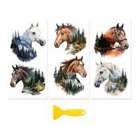 Peacoblue Adesivo per mobili, 15,2 x 30,5 cm, paesaggio con sagoma di cavallo, 3 pezzi, impermeabile, resistente ai raggi UV, trasferimento DTF per cassettiera, vetro, porcellana, legno, plastica