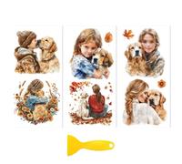 Peacoblue adesivo per mobili, sticker per mobili Adesivo per trasferimento da sfregare per la decorazione di mobili 15x30 cm - Persone e cani