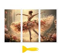 Peacoblue Adesivo Rub on Transfer Decal per Mobili Decorazione Artigianale 15,2 x 30,5 cm Ballerina e Fiori, 3 Pezzi Impermeabile UV DTF Transfer per Cassetti Cassettiere Vetro Porcellana Legno