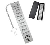 Peacoblue Bibbia e motivo segnalibro in metallo per gli amanti dei libri da donna e uomo, in acciaio inox, segnalibro ispiratore, regalo con ciondolo per Natale, compleanno