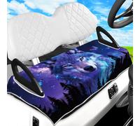 peacoblue Coprisedili per carrello da golf, asciugamano lupo con cielo stellato, 100% microfibra, 129,5 x 78,7 cm, cuscino universale per auto da golf EZGO, Yamaha, precedenti a 2 posti
