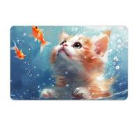 Peacoblue Cover in pelle personalizzata per carte di credito e debito con gatto e pesce rosso, 4 stili impermeabili, antigraffio e attraente, decalcomania per le chiavi dei trasporti EBT più popolari