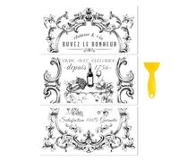 Peacoblue Decalcomania adesiva per mobili, decorazione artigianale, 15,2 x 30,5 cm, cornice vintage per vino, 3 pezzi, impermeabile, UV, trasferimento DTF per cassettiera, vetro, porcellana, legno