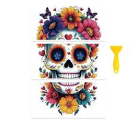 Peacoblue Decalcomania adesiva per mobili, decorazione artigianale, 15,2 x 30,5 cm, motivo "Giorno dei morti", 3 pezzi, impermeabile, resistente ai raggi UV, per cassetti, cassettiere, vetro