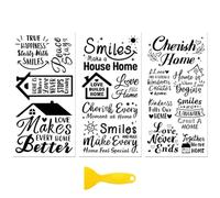 Peacoblue Decalcomania Trasferibile Adesiva per Mobili Decorazione Artigianale 15,2 cm x 30,5 cm Citazioni da A Happy Home, 3 Pezzi Impermeabile UV DTF Trasferimento per Cassetto Cassettiera Vetro