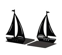 Peacoblue Fermacarte In Metallo Blu Pavone per Scaffali Decorativi, 1) Moderne Creativo Ferma-Libri Resistente per Scrivania Scaffale, 1 Coppia (Barca A Vela)