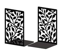 Peacoblue Fermacarte In Metallo Blu Pavone per Scaffali Decorativi, 5.3"X4.3"X7.9" Moderne Creativo Ferma-Libri Resistente per Scrivania Scaffale, Coppia (Foglie di Vite)