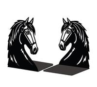 Peacoblue Fermacarte In Metallo Blu Pavone per Scaffali Decorativi, 5.3"X4.3"X7.9" Moderne Creativo Ferma-Libri Resistente per Scrivania Scaffale, Coppia (Testa di Cavallo)