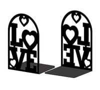 Peacoblue Fermacarte In Metallo Blu Pavone per Scaffali Decorativi, 5.3"X4.3"X7.9" Moderni Fermalibri Creativi Pesanti per Studio, Supporti per Scrivania e Scaffale, Coppia (Cuore D'Amore)