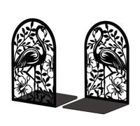 Peacoblue Fermacarte In Metallo Blu Pavone per Scaffali Decorativi, Moderne Creativo Ferma-Libri Resistente per Scrivania Scaffale, Coppia (Fenicottero e Pianta Tropicale)