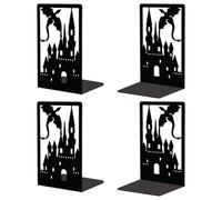 Peacoblue Fermalibri a forma di castello di drago, in metallo, per scaffali, decorativi, 2 paia di fermalibri creativi e resistenti, per mensole da scrivania, 11,9 x 8,9 x 17,8 cm, per sostenere libri