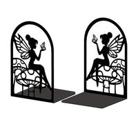 Peacoblue Fermalibri in Metallo Decorativi Fairy e Fungo per Mensole, 5.3"x3.5"x7.8", Supporto Pesante per Libri di Piccole Dimensioni e Ricettari, 1 Paio