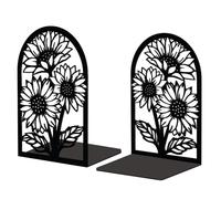 Peacoblue Fermalibri in Metallo Metal Books for, Modern Heavy Duty Study Support pers for Office, Desk, Shelf, Room 5.3"x4.3"x7.9" Cast Iron Simple Tall books, 1 paio (Sunflowers)