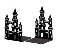 Peacoblue Fermalibri in metallo per mensole, arredamento moderno, robusto, fermate di libri 1 paio (castello)