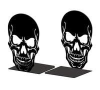 Peacoblue Fermalibri in metallo per mensole, arredamento moderno, robusto, fermate di libri 1 paio (cranio)