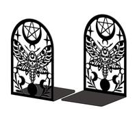 Peacoblue Fermalibri in metallo per mensole, arredamento moderno, robusto, fermate di libri 1 paio (farfalla della morte)