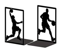 Peacoblue Fermalibri in metallo per mensole, arredamento moderno, robusto, fermate di libri per ufficio, ufficio, scaffale, stanza 5.3"x4.3"x7.9" Ghisa singola e alta 1 coppia (basket)