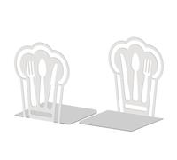 Peacoblue Fermalibri in metallo per mensole decorativo, 13,5 x 10,9 x 15,5 cm, moderno, creativo, resistente, per mensole da scrivania, 2 paia (cappello da chef)