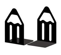 Peacoblue Fermalibri in metallo per scaffali, fermalibri moderni decorativi resistenti per studio e scrivania da ufficio matita in ghisa semplici alti 1 paio (Matita)