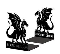 Peacoblue Fermalibri in metallo per scaffali, fermalibri moderni decorativi resistenti per ufficio, scrivania, mensola, stanza, 13,5 x 10,9 x 17,5 cm, in ghisa, semplici e alti, 1 paio (drago)