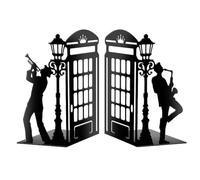 Peacoblue Fermalibri in metallo per scaffali, moderni fermalibri decorativi pesanti per ufficio, scrivania, mensola, stanza, 14 x 11 x 21 cm, semplici fermalibri alti in ghisa, 1 paio (musica da