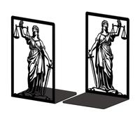 Peacoblue Fermalibri Originale in Metallo Nero, Fermalibri Dea Della Giustizia Temi Design Moderno Ferma Libri Decorativo per Ufficio, Cucina, Mensola e Libreria, 1 Coppia
