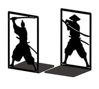Peacoblue Fermalibri Originale in Metallo Nero, Fermalibri Samurai Giapponese Design Moderno Ferma Libri Decorativo per Ufficio, Cucina, Mensola e Libreria, 1 Coppia
