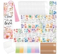 Peacoblue Kit di 121 segnalibri con fiori e Bibbia UV DTF per donne, uomini e adulti, fai da te carino segnalibro adesivi per studenti, insegnanti, amanti dei libri