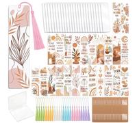 Peacoblue Kit di 121 segnalibri in acrilico con citazioni ispiratrici bohémien, per donne, uomini, bambini, adulti, fai da te, segnalibri, adesivi personalizzati per studenti, insegnanti e letture