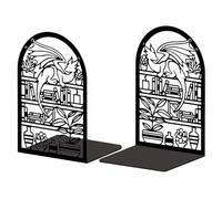 Peacoblue Metal Mensole in Metallo Design Supporto Books for, Modern Heavy Duty Study Support for Office, Desk, Shelf, Room 5.3"x4.3"x7.9" Cast Iron books, 1 paio (Cartoon Dragon and bookcase)