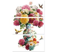 Peacoblue Pellicola di trasferimento UV DTF Rub-On per mobili, motivo cinese, 15 x 30 cm, 3 pezzi, impermeabile, per mobili, bicchieri, porcellana, armadietti, cassettiere, legno, plastica