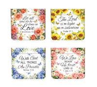 Peacoblue Portamonete da donna, in pelle, con motivo vegetale, impermeabile e resistente, 4 pezzi, mini portamonete, ottimo regalo per adulti, Cristianesimo Bibbia Fiori, 11cm x 12cm, Cristianesimo