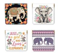 Peacoblue Portamonete da donna, in pelle, impermeabile, resistente, mini portamonete, 4 pezzi, ottimo regalo per adulti, Elefante, 11cm x 12cm, Elefant