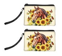 Peacoblue Portamonete per donne e ragazze, Cavalli e Farfalle, 18cm x 12.5cm, Cavalli e Farfalle