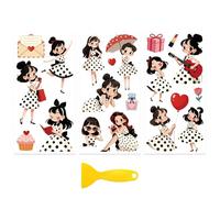 Peacoblue Rub-on Transfer - Adesivi per mobili, 15 x 30 cm, motivo cartone animato con macchie a puntini, 3 pezzi, impermeabile, resistente ai raggi UV, per cassetti, cassettiere, vetro, porcellana