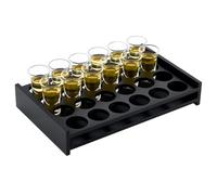 peacoblue Set di 24 vassoi da portata per bicchieri, per whisky, tequila, soju, vassoio in legno rustico per feste, bar e intrattenimento domestico