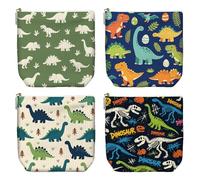 Peacoblue Set di 4 trousse da donna con cerniera, graziosa mini borsa da viaggio, trousse portatile per cosmetici e articoli da toeletta, Dinosauri e fossili dei cartoni animati, Dinosauri e fossili