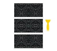 Peacoblue Sticker Trasferibile per Mobili Artigianali Decorativi 6"X12" Nero con Esclusiva Texture Tridimensionale, 3 Pz Trasferimento DTF Impermeabile UV per Cassettiera Vetro Porcellana Legno