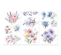 Peacoblue Trasferibili a Strofinamento per Artigianato 3Pcs Bellissimi fiori selvatici 15cmx30cm, UV DTF Trasferimento impermeabile per cassettiera Dresser Vetro Porcellana Legno Plastica